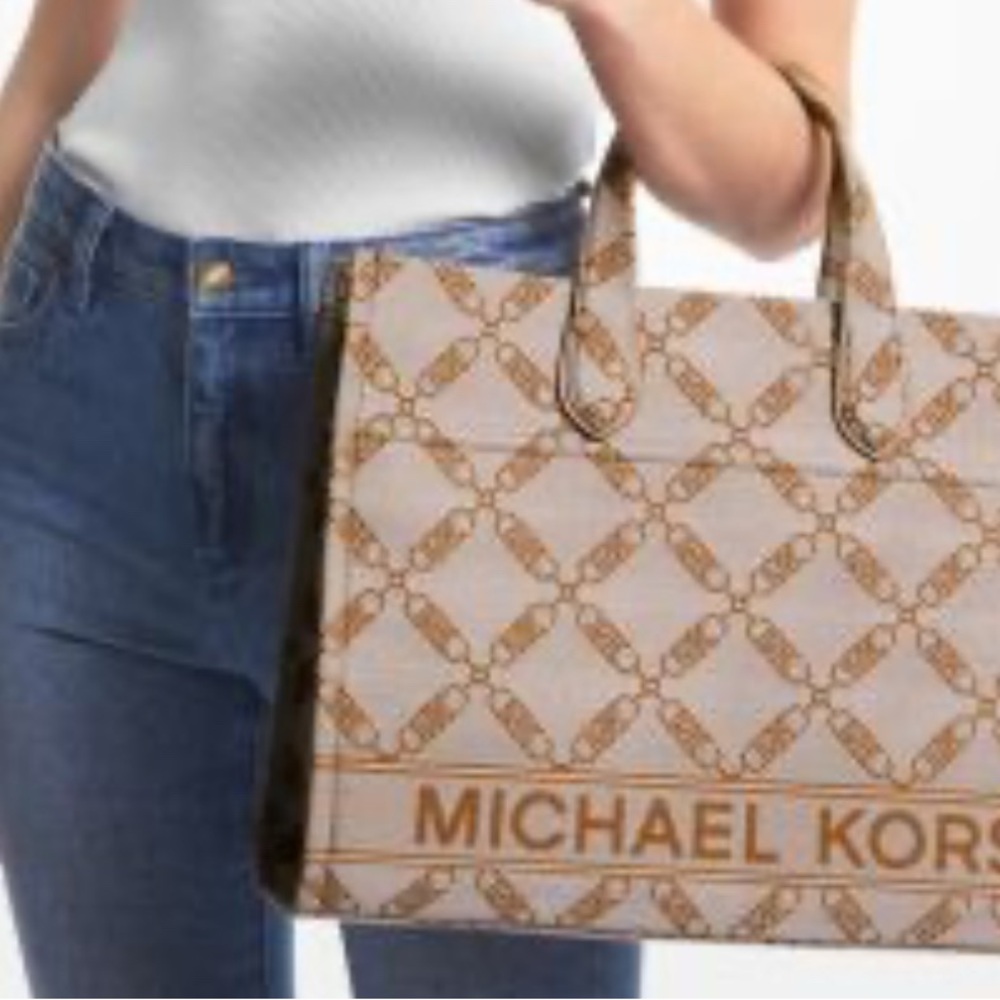 Michael Kors Tan and Brown Logo Tote